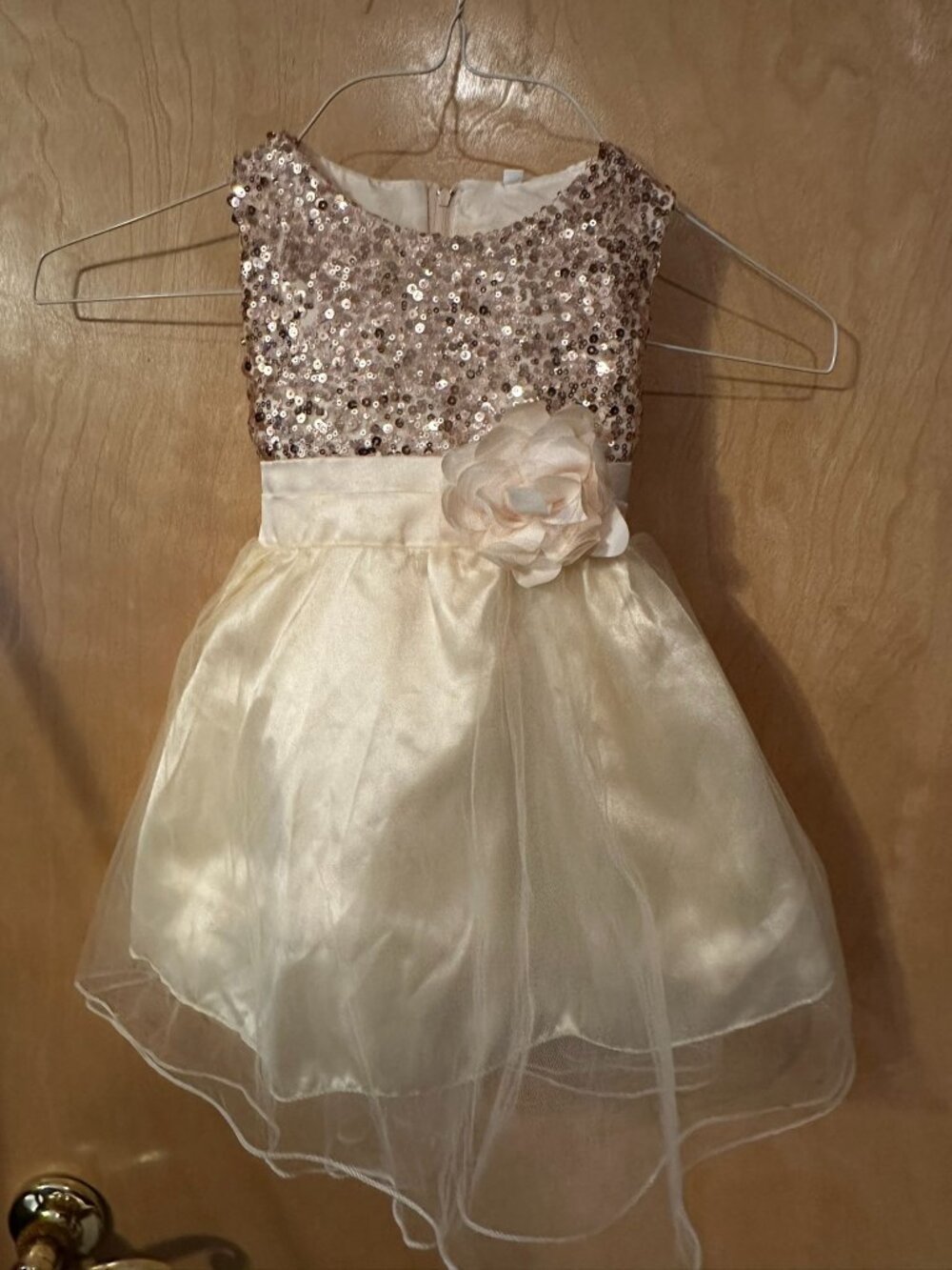 golden/champagne sequin party or flower girl dress child size XL